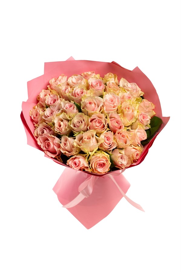 Букет из 35 розовых роз (Кения) 40 см в оформлении 2562_8B179