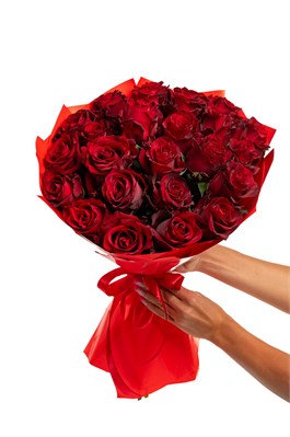 Букет из 25 красных роз (Эквадор) 50 см 