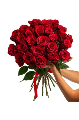 Букет из 25 красных роз (Эквадор) 70 см 