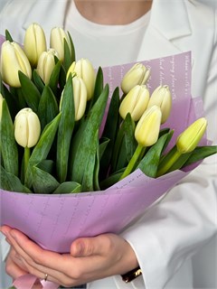 Букет из 15 тюльпанов (Полар Бир) в оформлении 6006