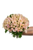 Букет из 101 розовой розы (Кения) 40см с лентой 2473_8D44C