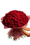 Букет из 101 красной розы (Эквадор) 60 см "Эксплорер" в оформлении 2522