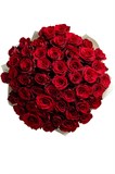 Букет из 51 красной розы (Эквадор) 60 см "Эксплорер" в оформлении 2529